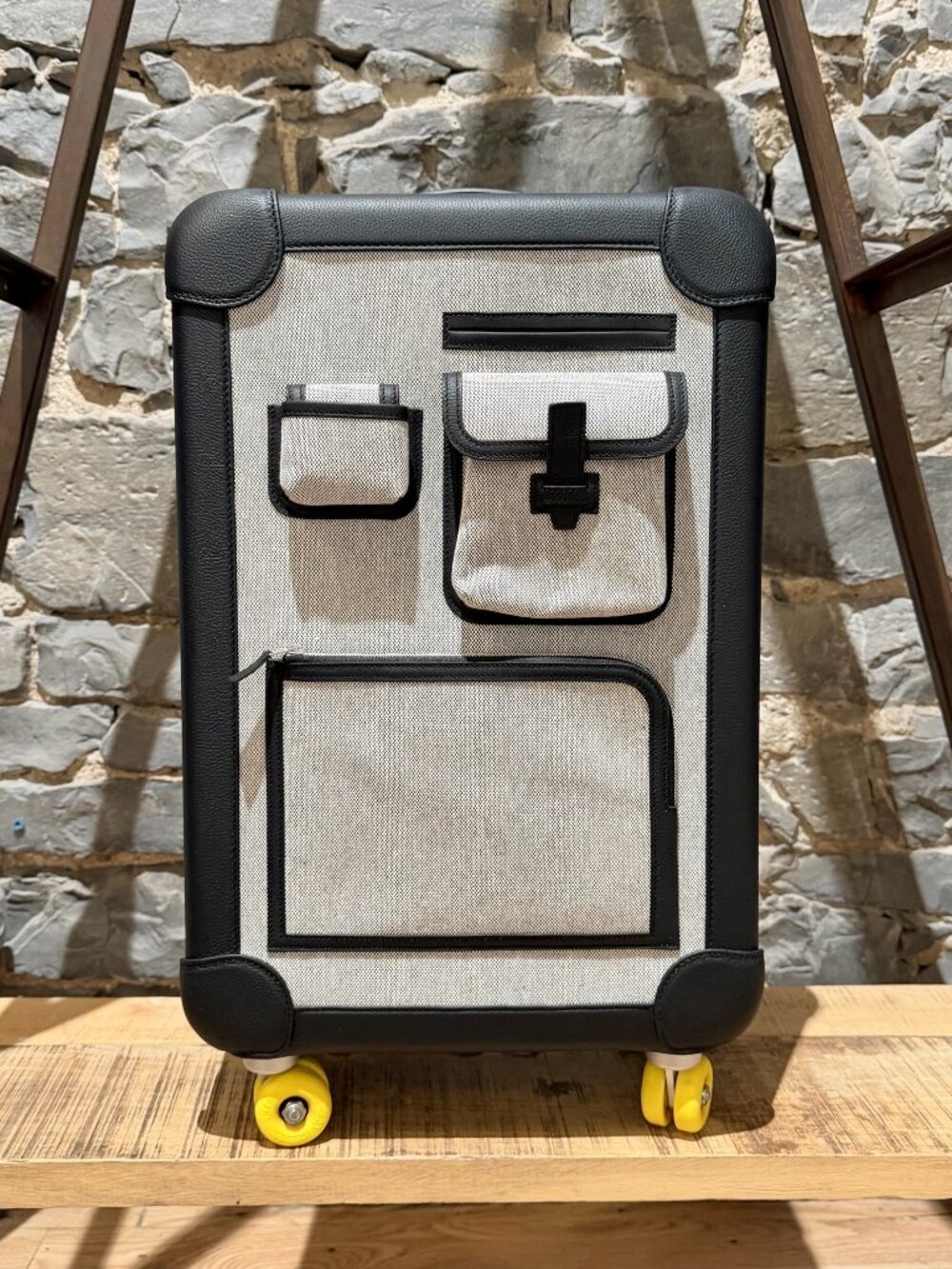 Hermès 2022 Black Taurillon Regate Toile H R.M.S Cargo 55 Cabin Rolling Suitcase